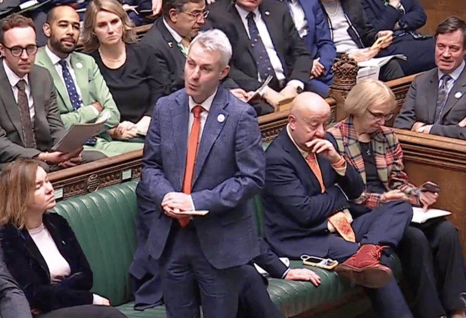 <p>Woking MP Will Forster asks a question about Surrey elections during PMQs.</p>