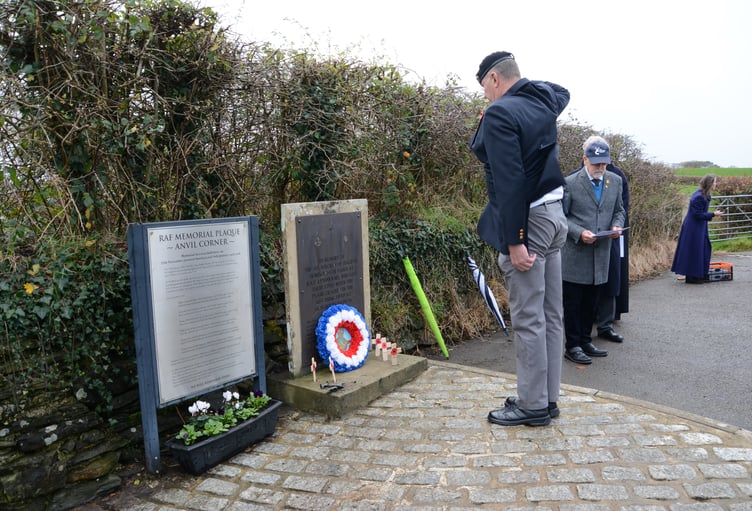 A moment is taken to recognise and remember the six RAF serviceman who died when their plane crashed at Anvil Corner (Picture: Rodney Parrish)