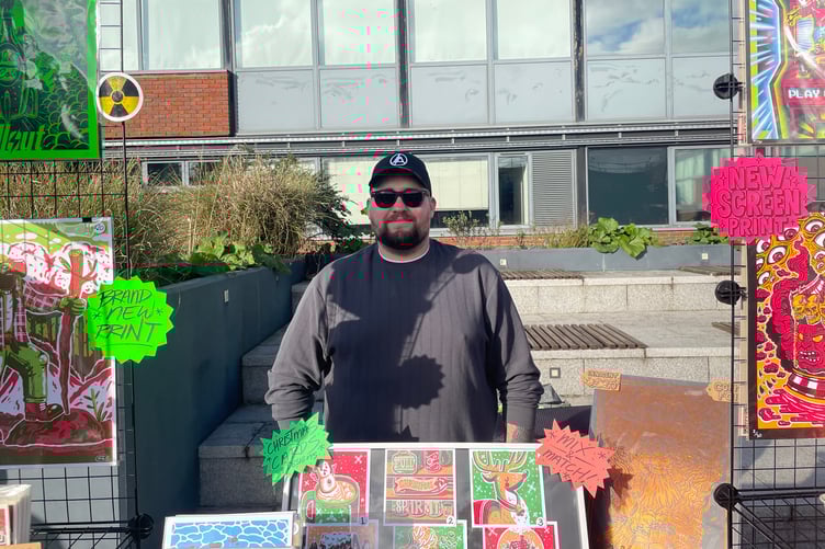 UCA Alumni Ryan Waddon and his stall at UCA Farnham Market