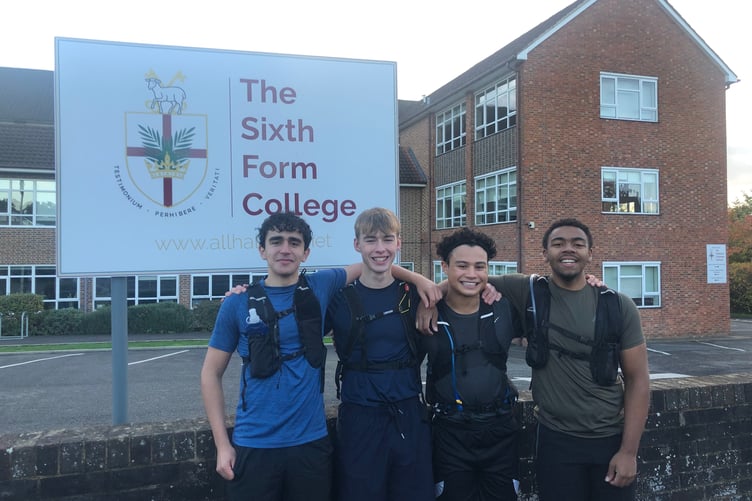 All Hallows marathon runners Dan Distefano, Dale Woodend, Will Monredondo and Aleks Blasiak.