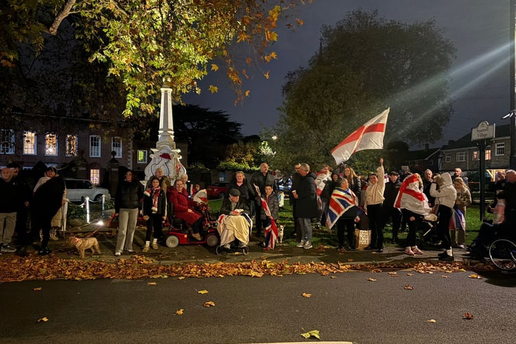 Stanwell community march outside the war.