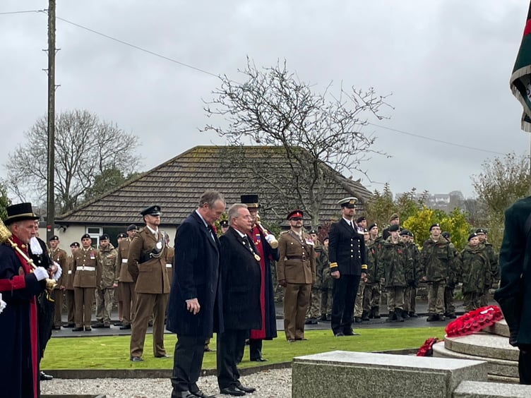 Derek Coad, the chair of the Bodmin RBL branch stands at the memorial after laying a wreath (Picture: Aaron Greenaway)