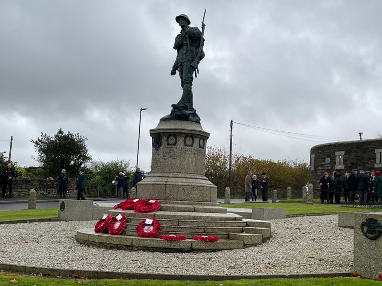 Wreaths laid at the memorial outside of the Bodmin Keep (Picture: Aaron Greenaway)
