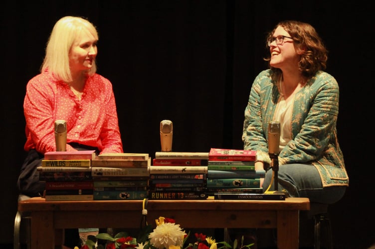 Authors Jessica Bull and Helena Kelly, both experts on Jane Austen, whose 250th birthday anniversary is being celebrated this year, gave an entertaining talk in Dulverton Town Hall. PHOTO: George Ody.