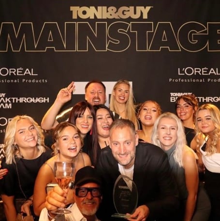 The TONI&GUY Farnham team celebrate being named UK Salon of the Year 2025.