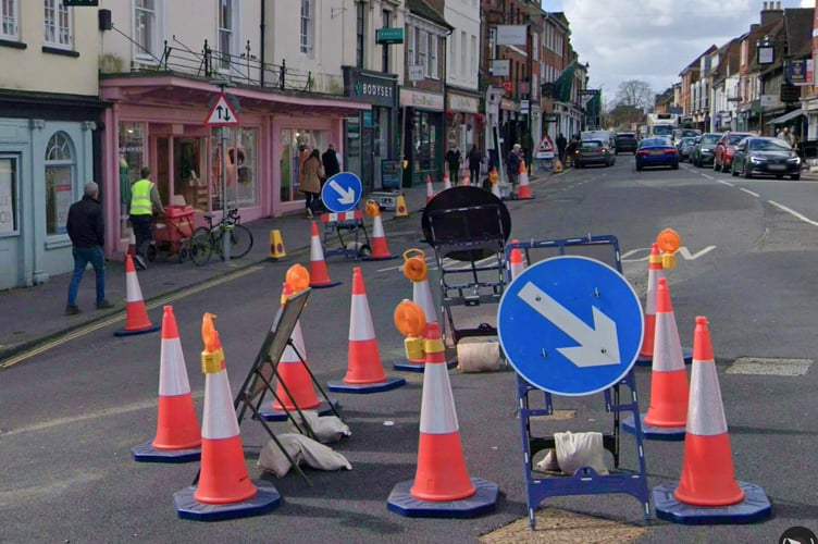 Roadworks in Farnham.