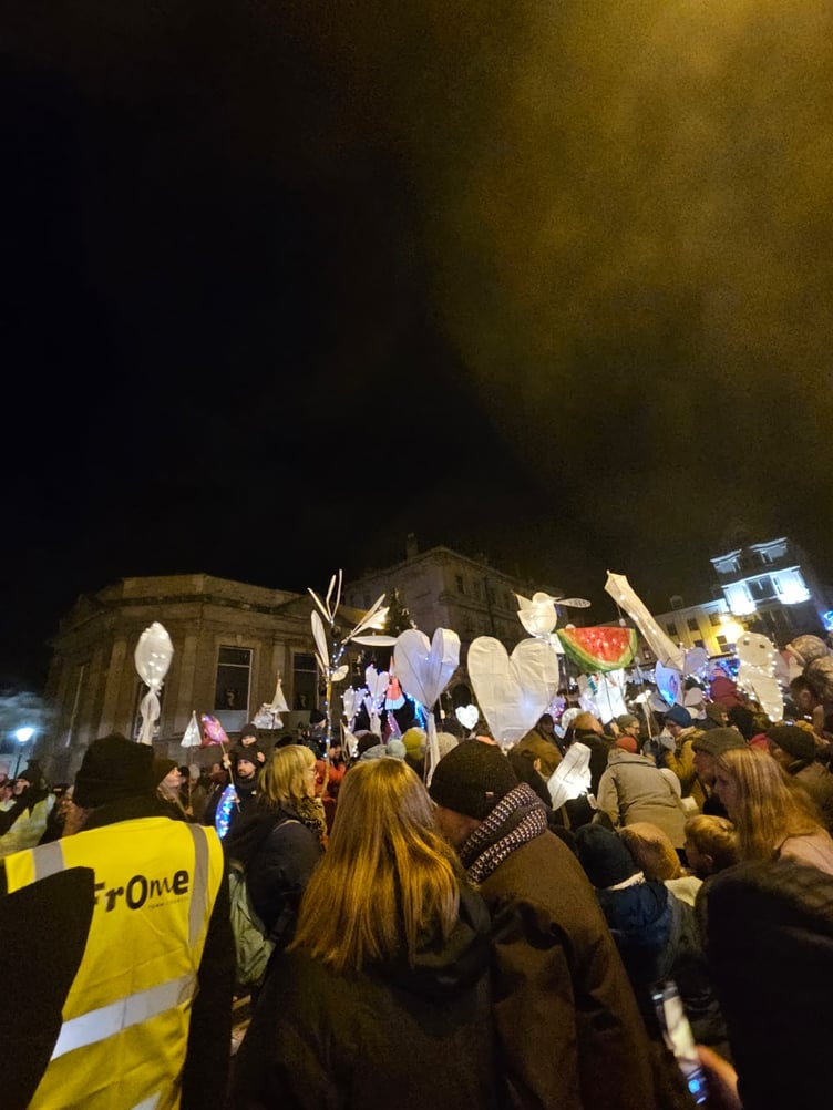 Handmade lanterns light up the streets as part of the festive celebrations.