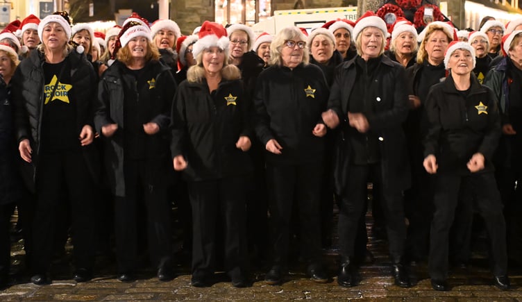 Rock Choir at Truro's Father Christmas Parade
