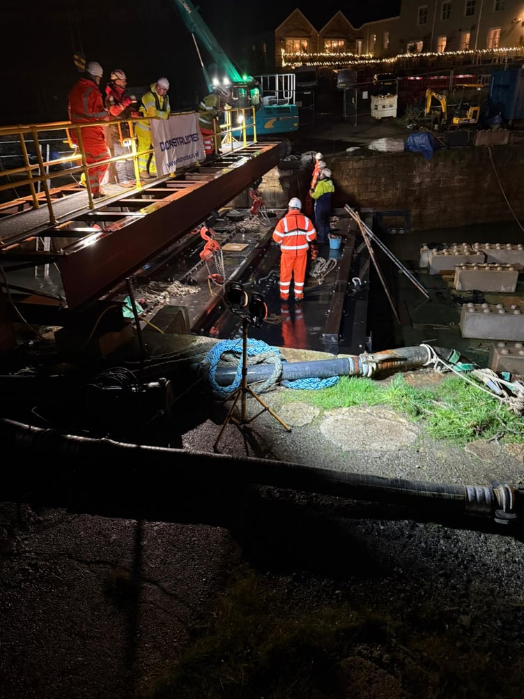 Work began at 4am at Charlestown Harbour