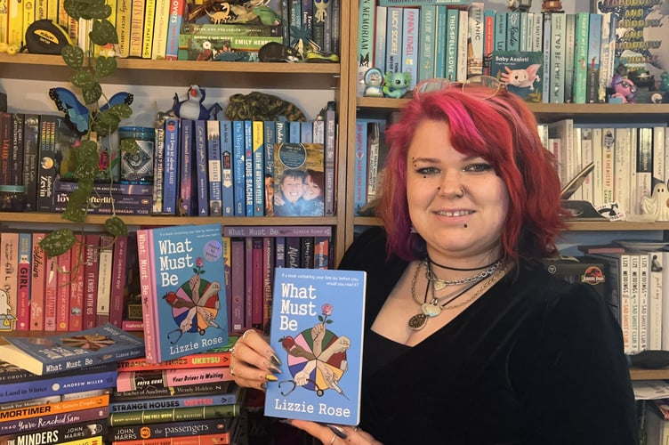 Lizzie Rose (Elizabeth Soal) with her book What Must Be, Bordon, November 30th 2025.