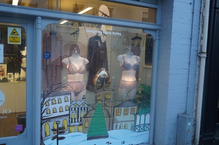A festive shop window in Farnham town centre.