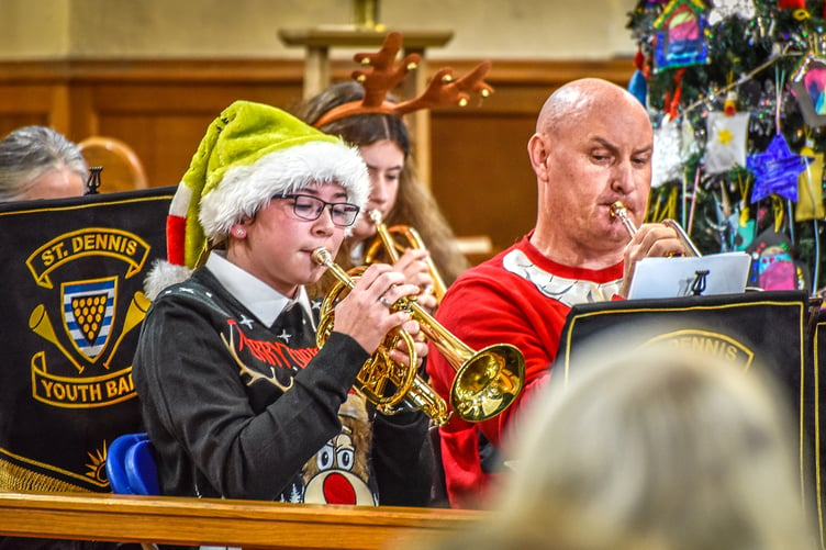 St Dennis Youth Band gave a concert of festive tunes accompanied by experienced players. (Picture: Derek R Williams)