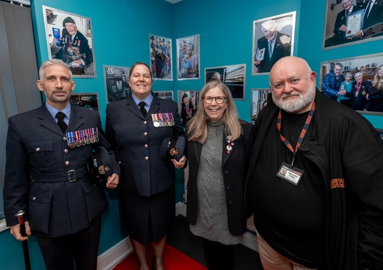 Warrant Officer Darrel Keane, Wing Commander Helen Simpson, Margot Billinge and Malcolm Putko.