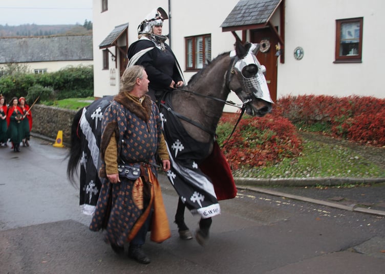 Bo, the jousting horse, a 33-year-old Lusitano from Portugal, was one of the stars of the Dunster Winter Festival weekend. PHOTO: George Ody.