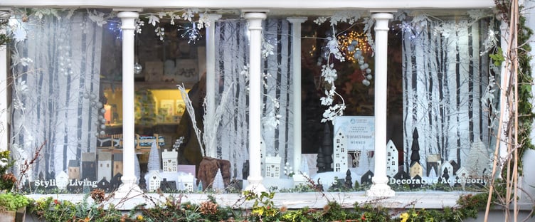 Hummingbird won Dunster Winter Festival's best dressed business window competition. PHOTO: Nina Dodd.
