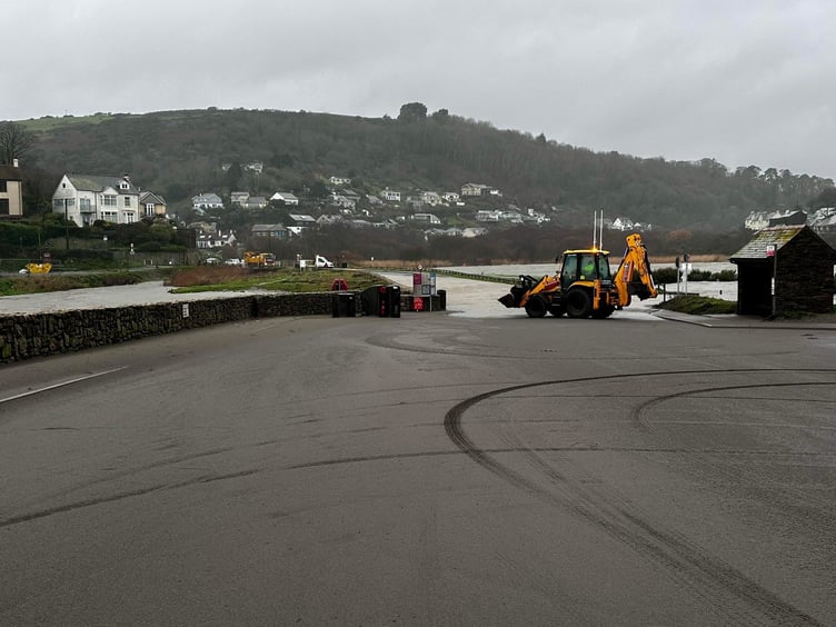 Diggers in Seaton blocking the route to stop people trying to pass