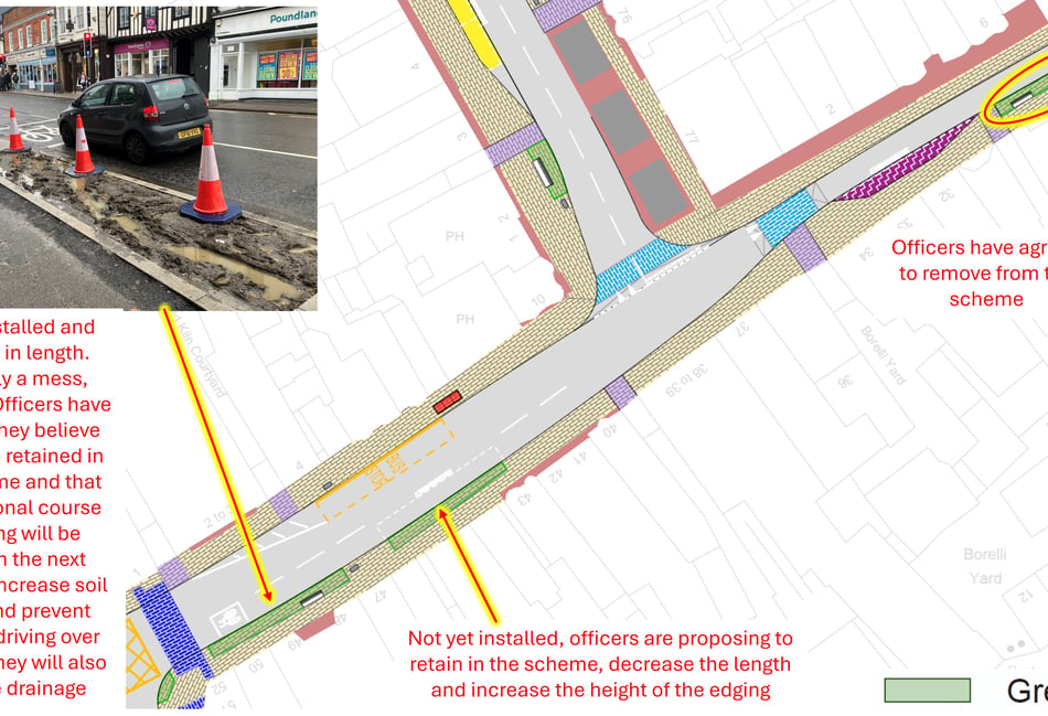 <p>A graphic explaining the infrastructure works on the The Borough and Rain Gardens.</p>