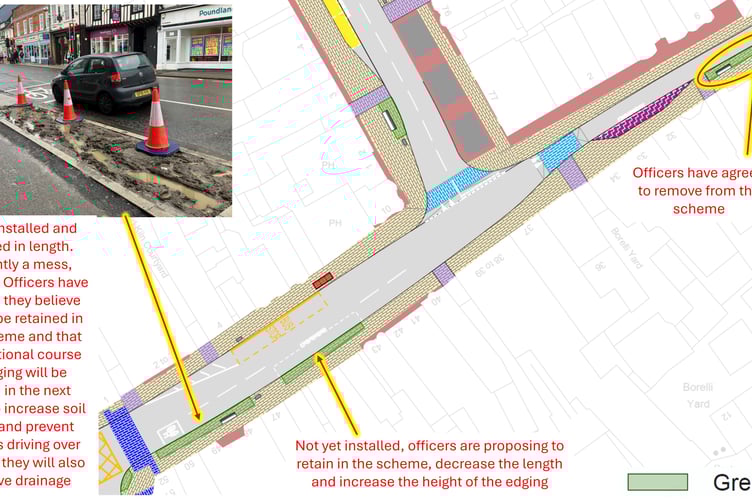 A graphic explaining the infrastructure works on the The Borough and Rain Gardens.