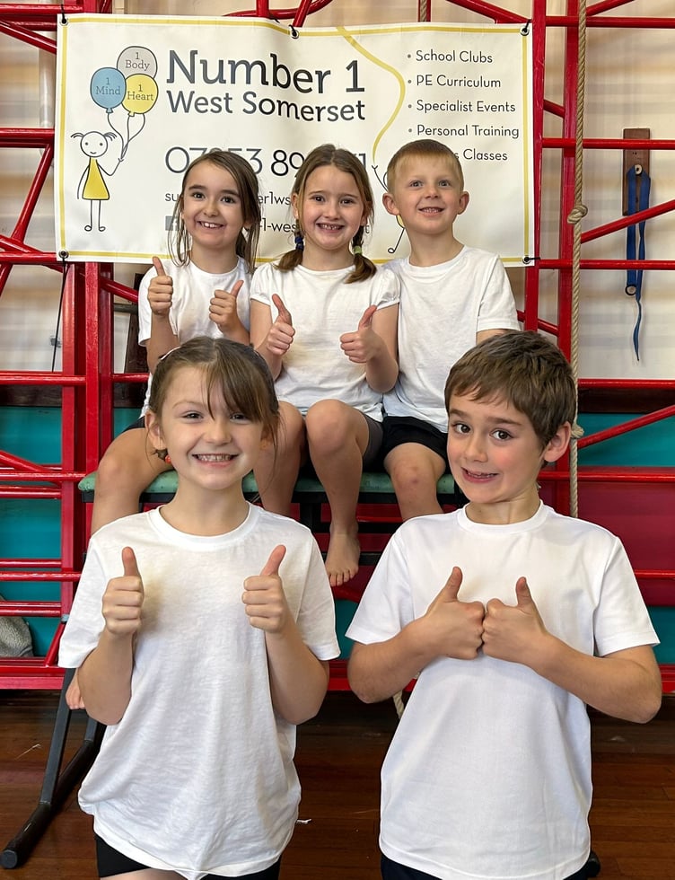 St Dubricius School's key stage two gymnastics team.