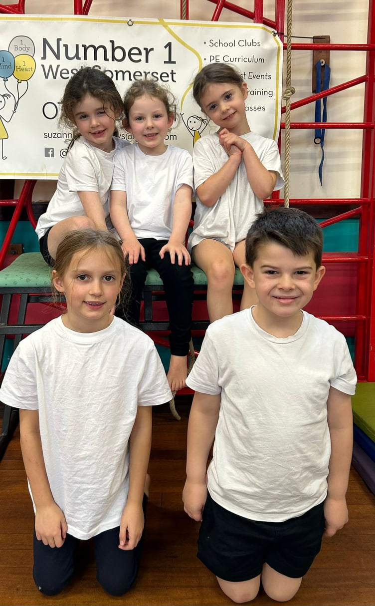The key stage one gymnastics team from Old Cleeve School.