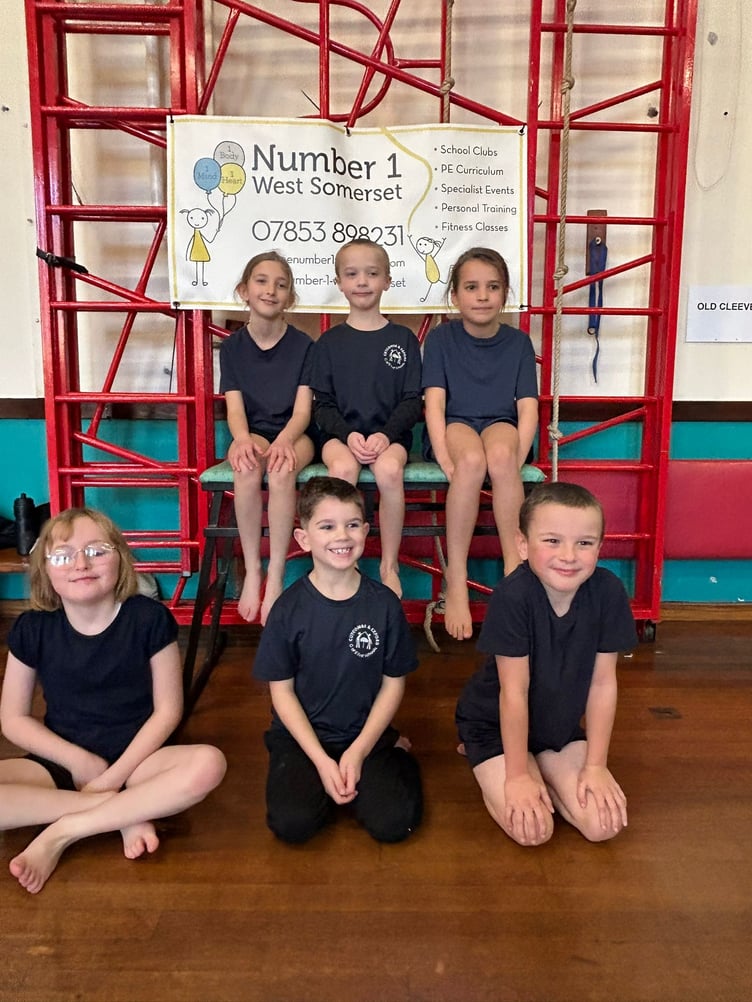 Cutcombe and Exford School key stage two gymnasts.