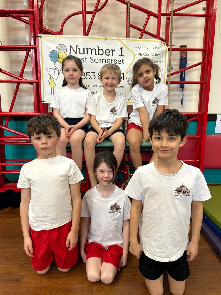 Dunster First School key stage one gymnastics team.