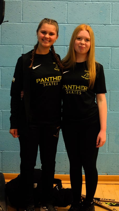 Farnham Roller Hockey Club's under-13 coaches Erin Lloyd, left, and Lucy Wood, December 13th 2025.