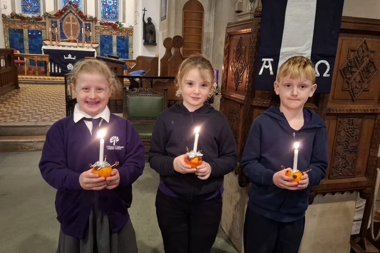 William Cobbett pupils with Christingles