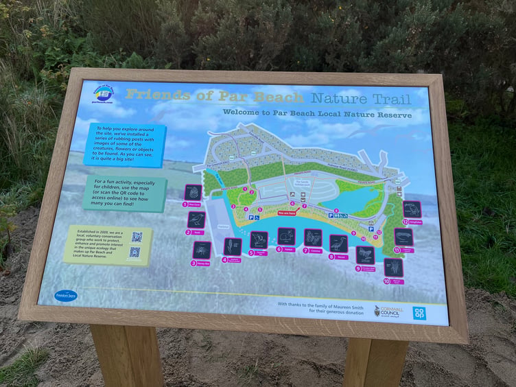 The new information board at Par Beach about the nature trail that has been developed. (Picture: Friends of Par Beach)