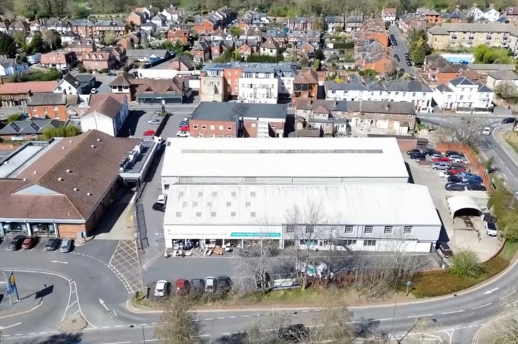 Aerial view of the Centrum development site in Farnham (image WBC)