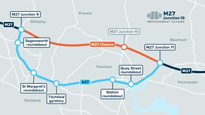 <p>The M27 Christmas diversion map.</p>