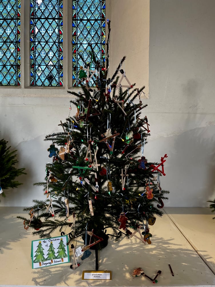 Stogursey Primary School children made this Christmas tree for the village festival in St Andrew's Church.