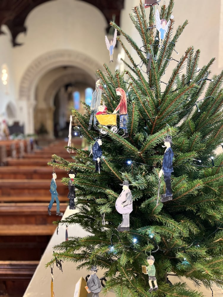 'If Lowry painted a Nativity scene', by Tim Kaye, part of Stogursey's Christmas tree festival.