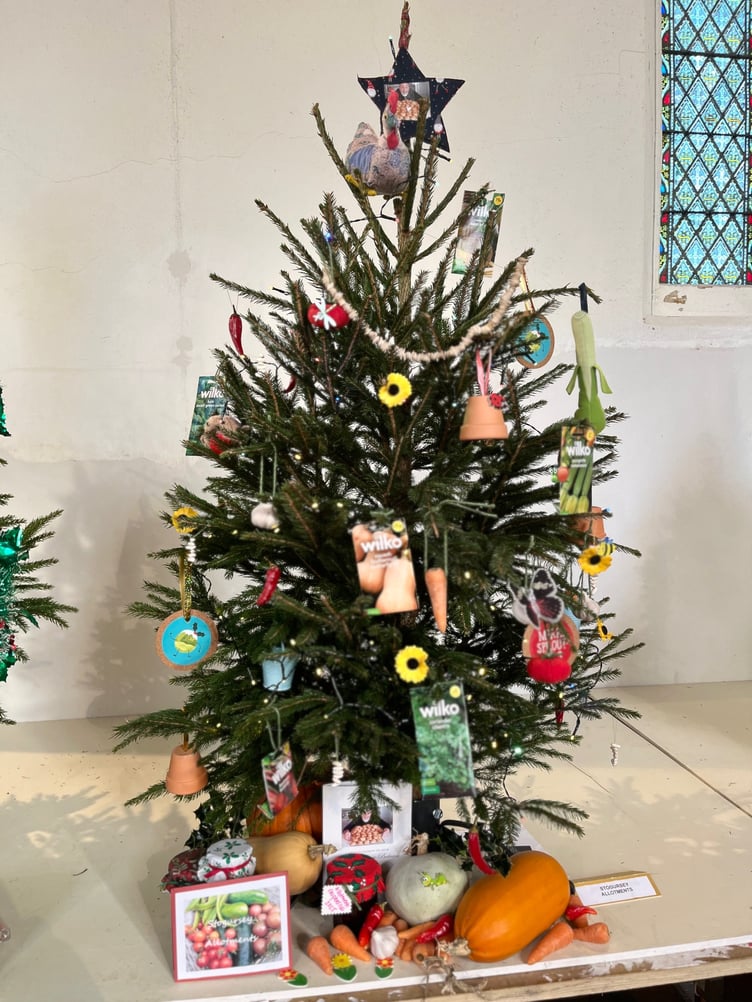 Allotment holders entered this Christmas tree in the festival held in St Andrew's Church, Stogursey.