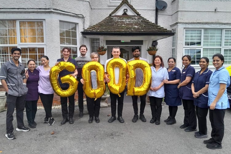 Bentley Lodge staff celebrate their Good rating from the Care Quality Commission.