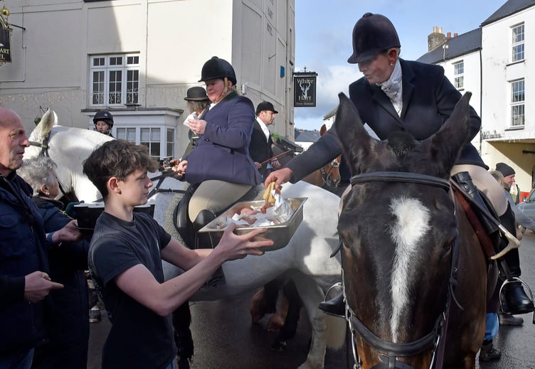Bacon sarnies were served up before the Vale of Taunton and Banwell Harriers rode out from their Wiveliscombe New Year's Day meet.