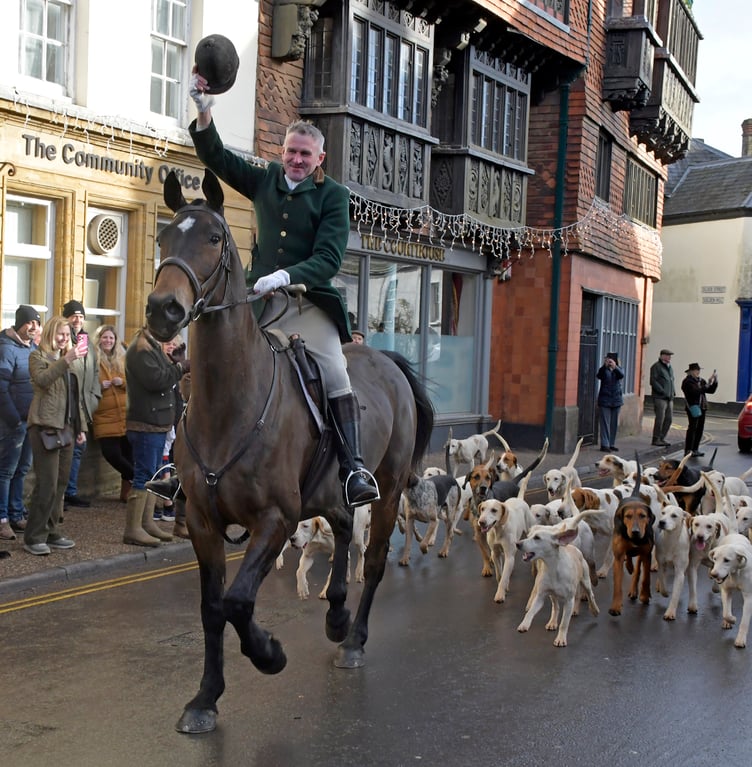Crowds packed the centre of Wiveliscombe on New Year's Day to give a hearty welcome to the Vale of Taunton and Banwell Harriers.