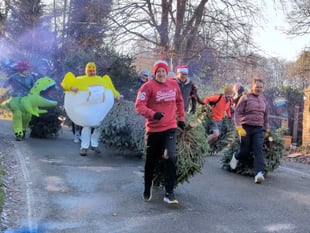 Villagers get running down that hill in Ewshot Christmas Tree Run
