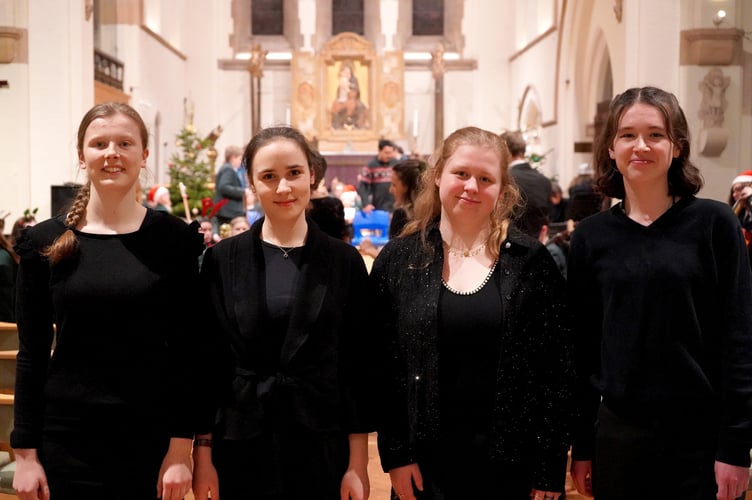 Year 12 musicians Elizabeth M, Miroslava L, Rosie B and Annie G, whose original festive compositions were premiered at Bohunt’s Christmas Carol Concert