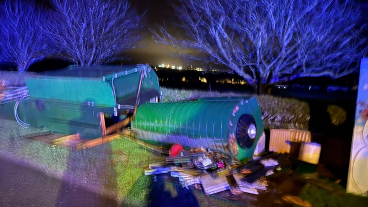 The Delabole Christmas train was among the wreckage across Cornwall, which saw a trail of destruction in its wake. (Picture: Adrian Jasper)