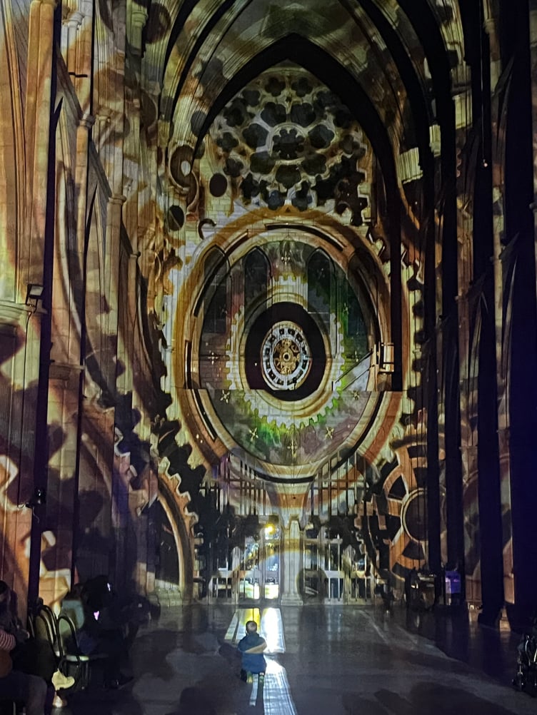 Time by Luxmuralis at Truro Cathedral
