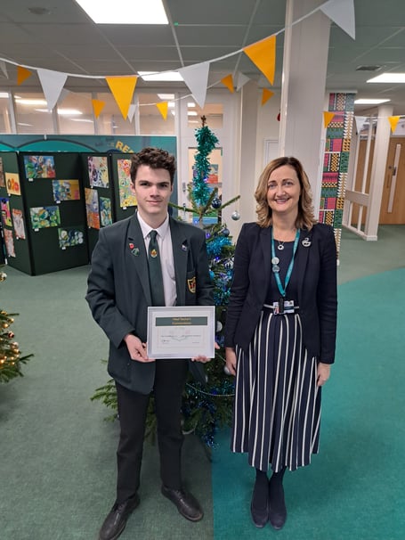 Pupil Jack and headteacher Sarah Holman, Eggar's School, Holybourne, January 29th 2026.