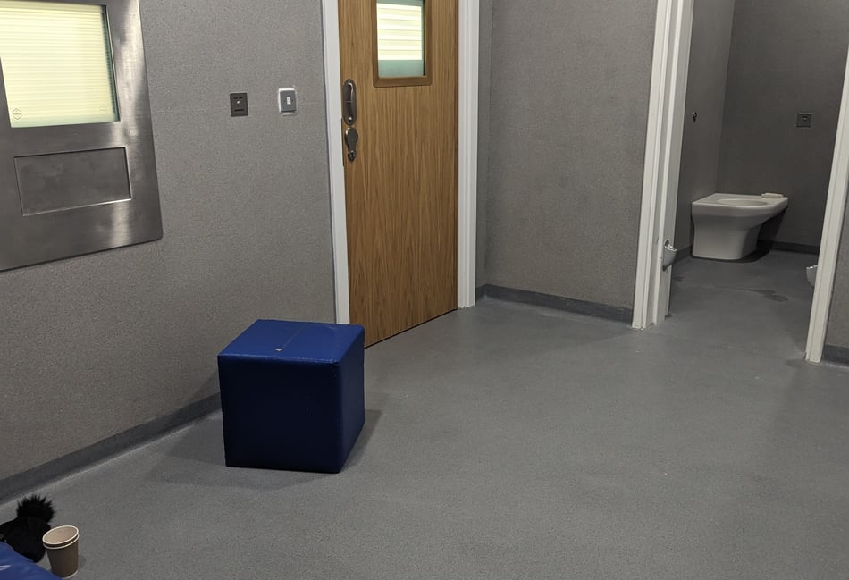 <p>View of hospital detention room. Approved for use by resident.</p>