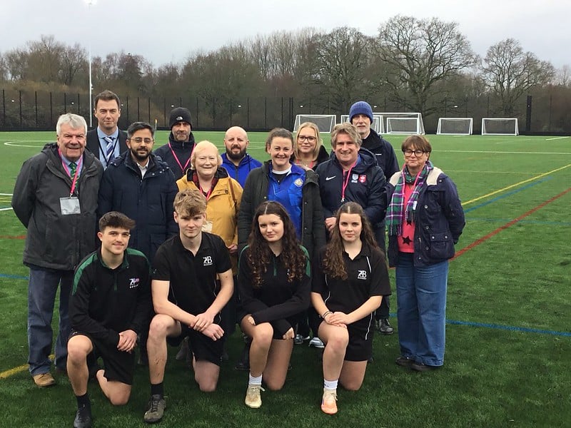 <p>Cllr Angela Glass celebrates the opening of the new 3G pitch at Bohunt School in Liphook, made possible through £800,000 of developer contribution funding.</p>