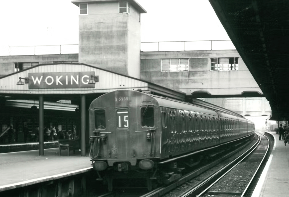 <p>A suburban electric train at Woking station in 1960 (Photo: LGM Heritage Collection).</p>