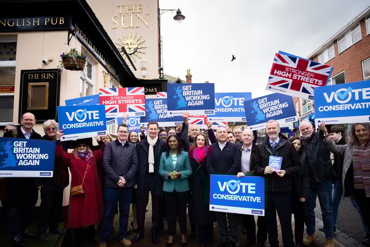 Kemi Badenoch with campaigners during her visit to Godalming.