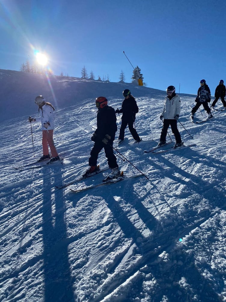 Court Fields School, Wellington, students on the slopes in Italy 2026.
