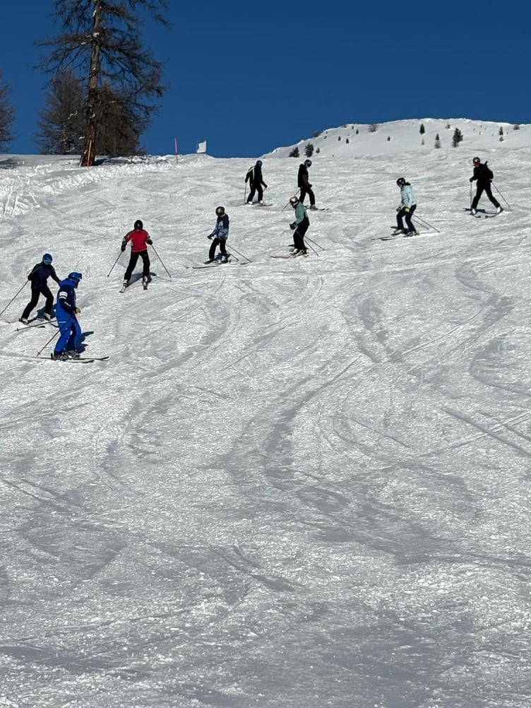 Follow the leader on the slopes as Court Fields School pupils enjoy an Italian skiing trip.