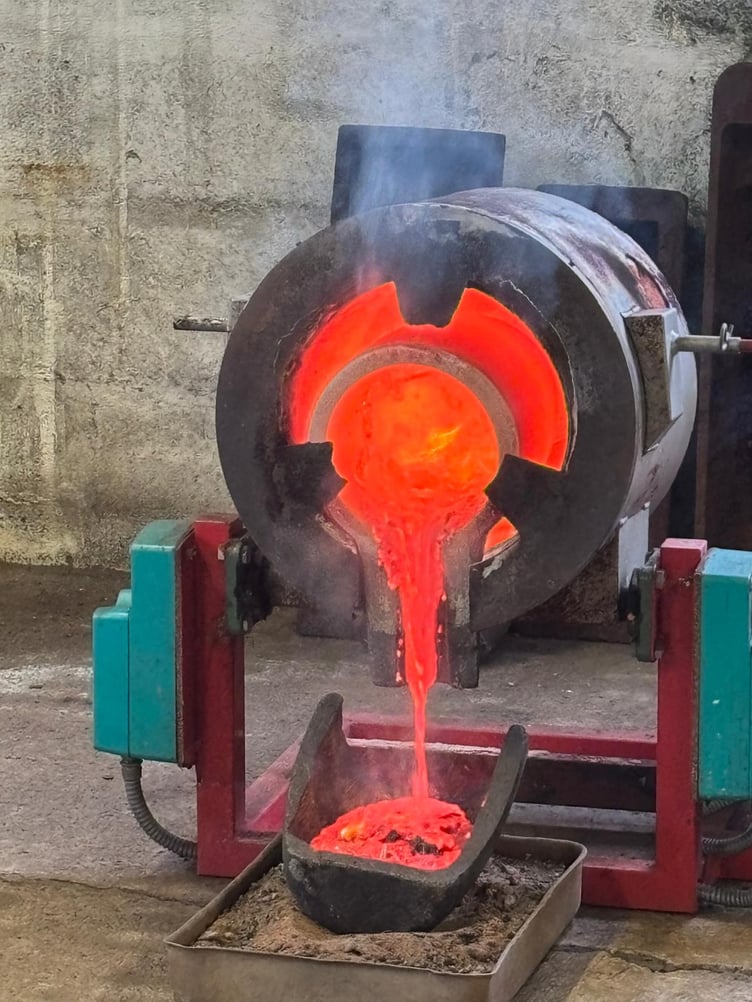 The last batch of tin ore being smelted at Wheal Jane