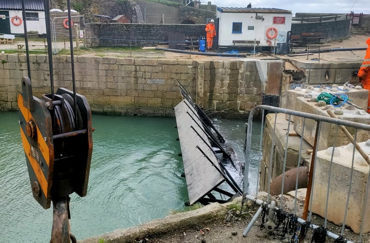 The lock gate being successfully opened following the installation of a new winch. (Picture: Charlestown Harbour)